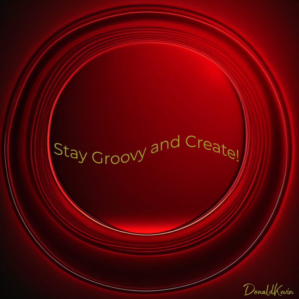 Stay groovy and create text set against a red circular background.