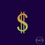 a gold colored dollar sign set against a deep blue background