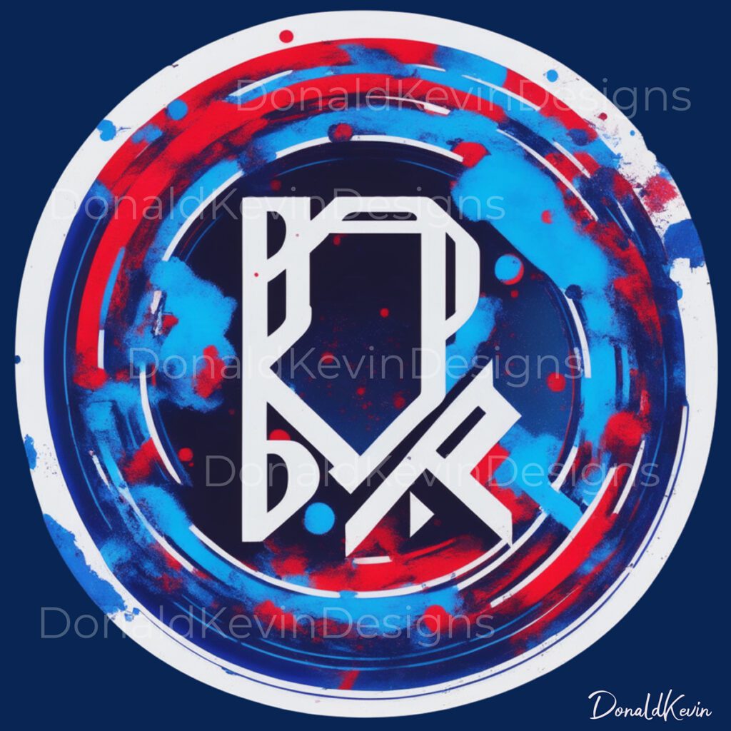 AbstractDKDLogo in a red, white snd blue abstract circle